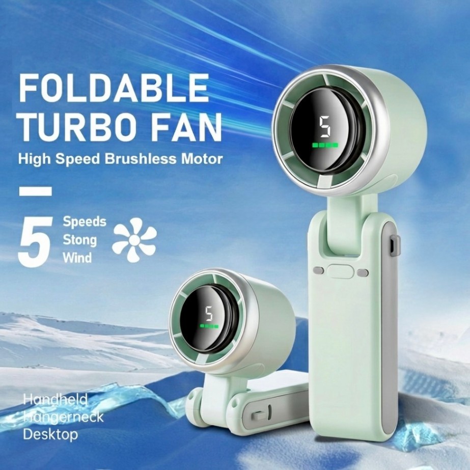 Portable Turbo Mini Fan 5 High Speed Digital Display
